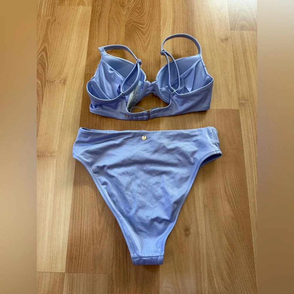 Victorias Secret Essentials Shine Twist Push-up Bikini Set Lavender small 32B - Picture 2 of 4